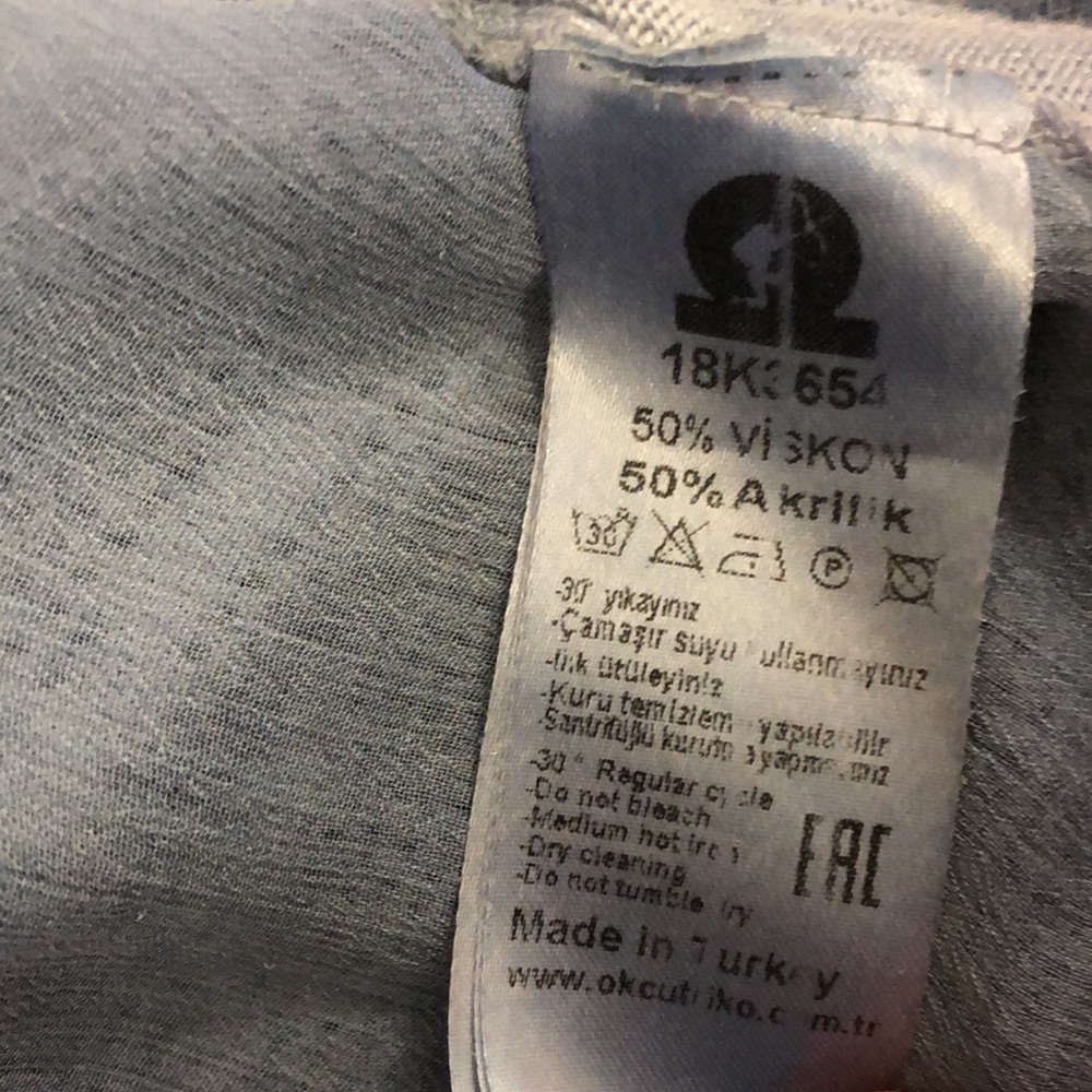 Okcu Triko Sweater Top Blue Long Sleeve Sheer Detail in Back Excellent Condition - Picture 7 of 7
